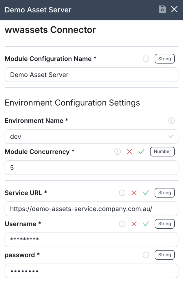 Module Config Settings panel